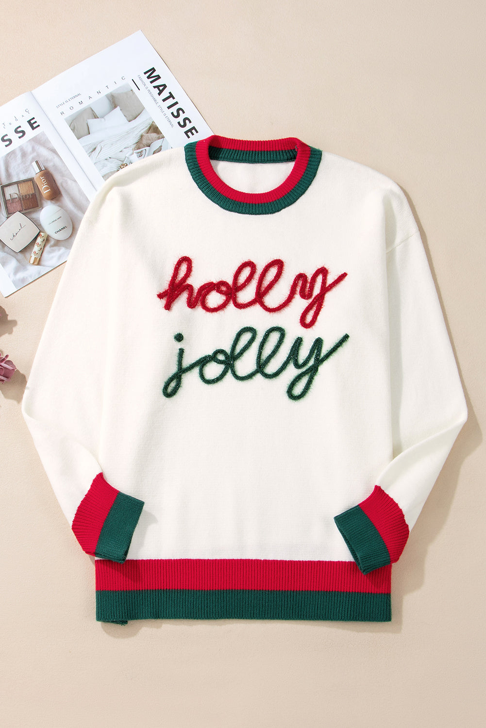 White Tinsel Holly Jolly Colorblock Plus Size Sweater Dear-Lover Dropshipping